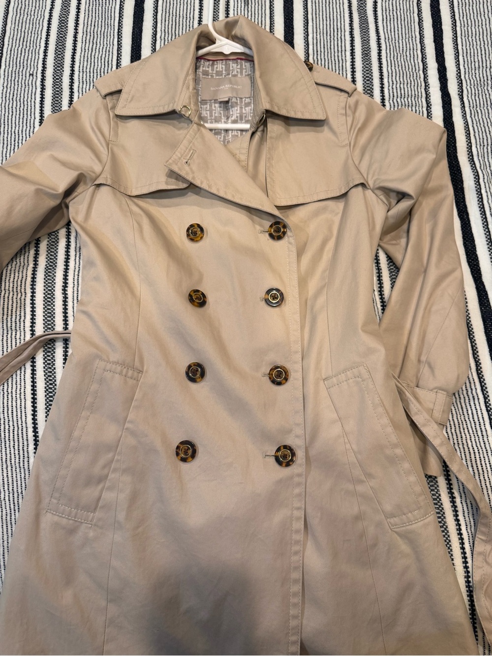 Banana Republic Khaki Double-Breasted Trench Coat